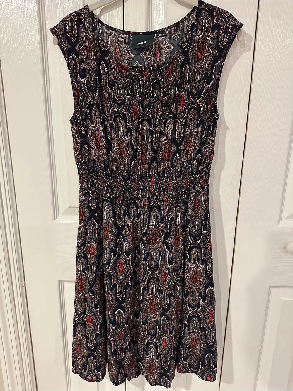 Mauve Patterned Sleeveless Midi Dress | S
